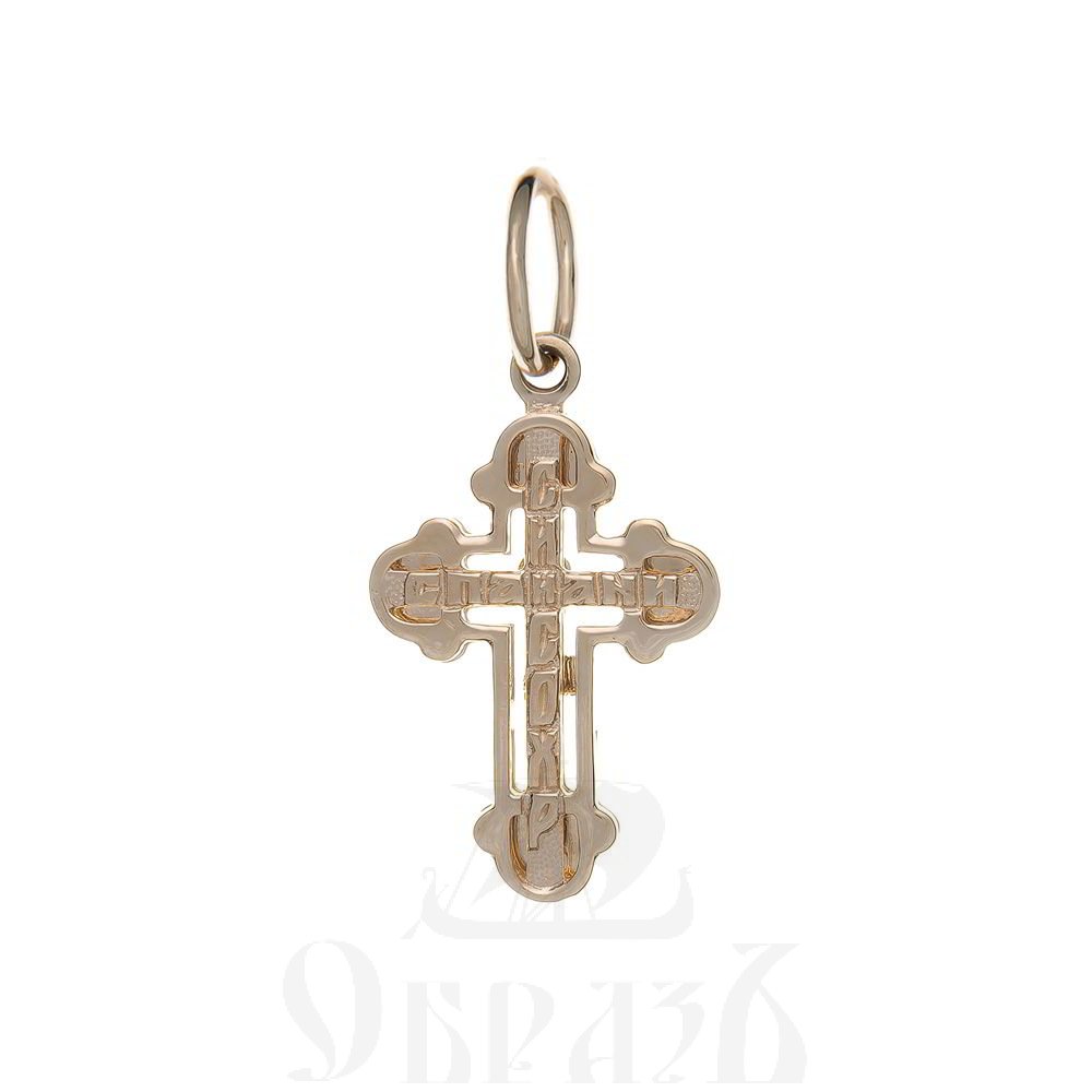 золотой крест с молитвой "спаси и сохрани", 585 проба красного и белого цвета (арт. п30070-з5кб)