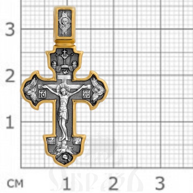крест «распятие. ангел хранитель», серебро 925 проба с золочением (арт. 101.239)
