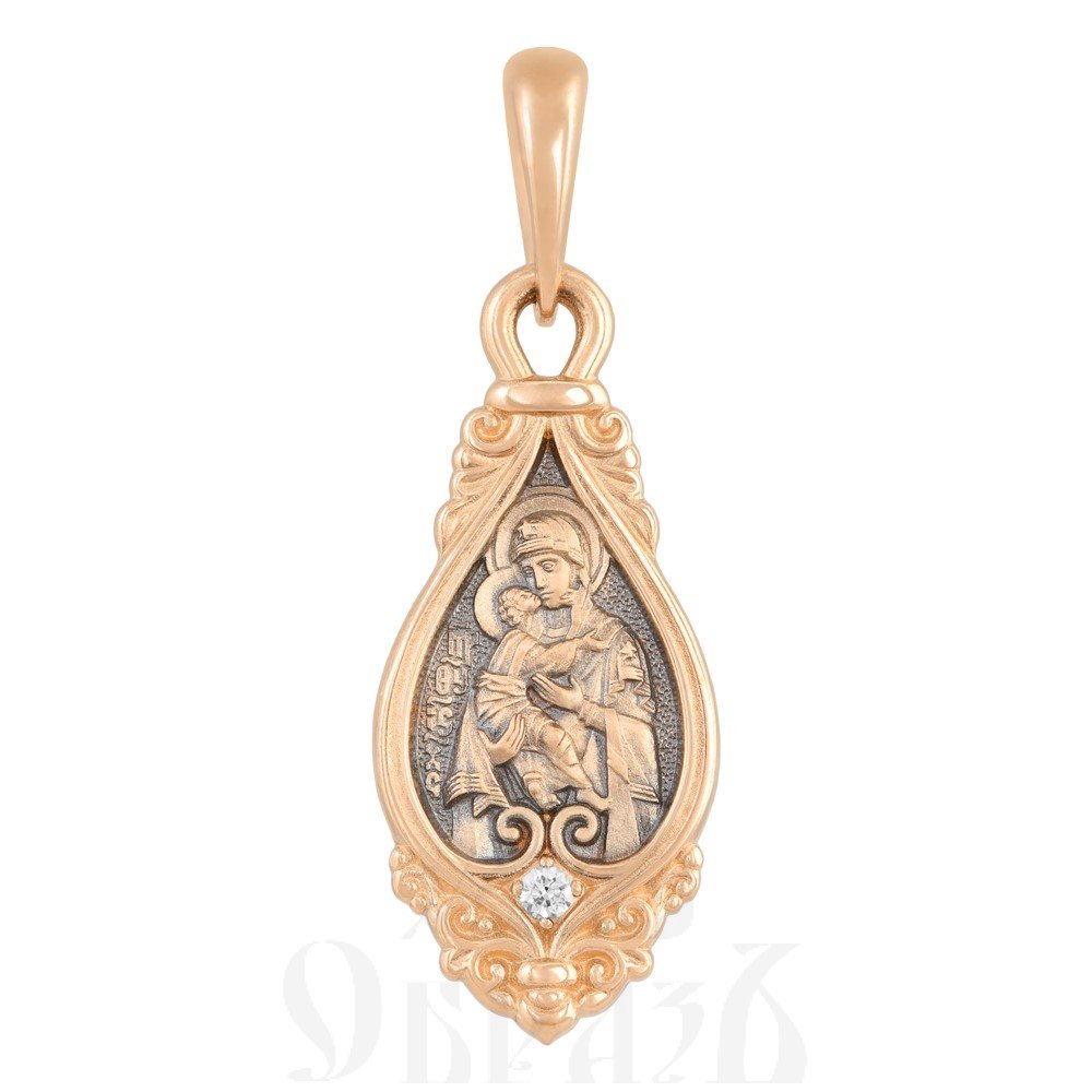 образок «владимирская икона божией матери», золото 585 проба красное (арт. 202.624-1)