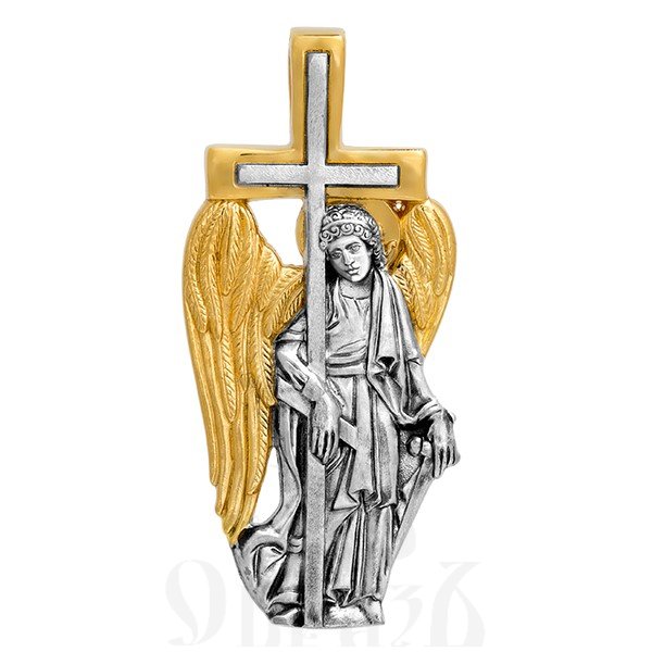 образок «ангел хранитель, несущий крест», серебро 925 проба с золочением (арт. 102.280)