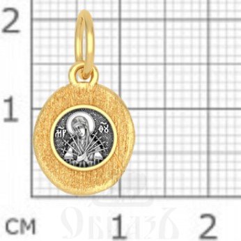 нательная икона божия матерь семистрельная, серебро 925 проба с золочением (арт. 18.071)