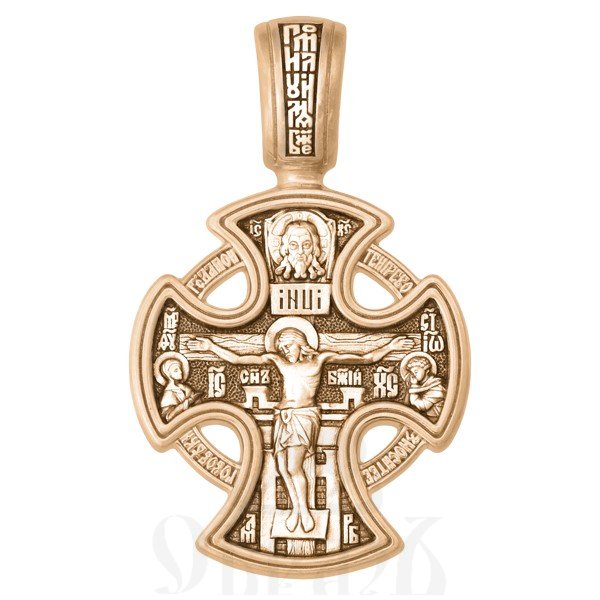 крест «распятие. ангел хранитель. казанская икона богородицы», золото 585 проба красное (арт. 201.874-1)