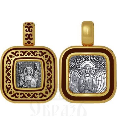 нательная икона святой архангел михаил архистратиг, серебро 925 проба с золочением и эмалью (арт. 01.078)