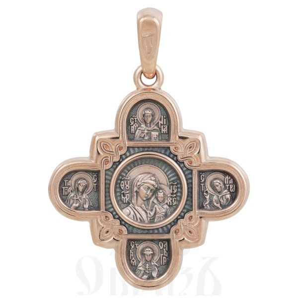 крест «господь вседержитель. казанская икона божией матери и восемь святых», золото 585 проба красное (арт. 201.065-1)