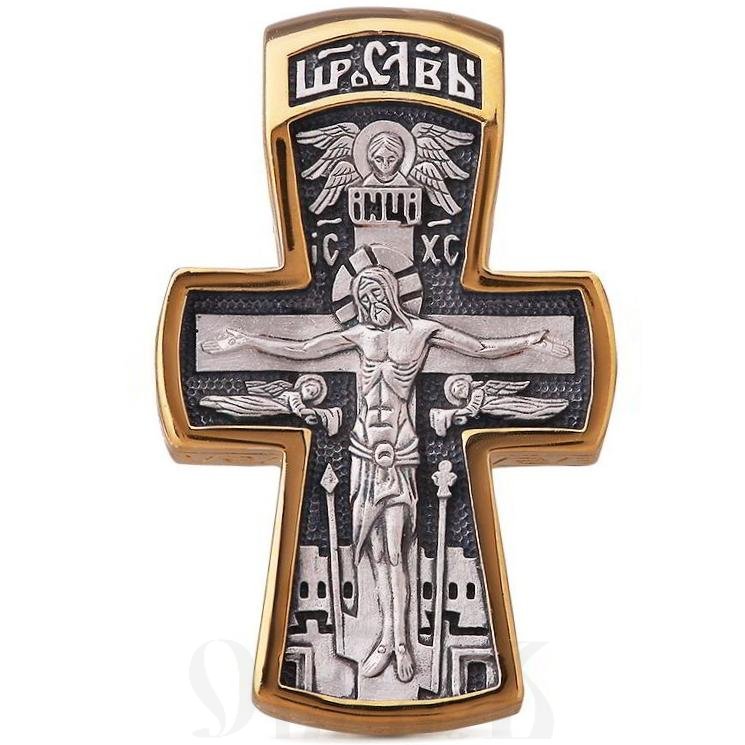 крест с образом святого великомученика пантелимона целителя серебро 925 проба с золочением (арт. 43353)