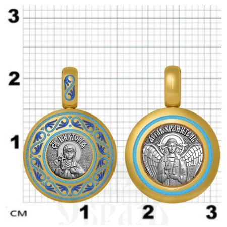 нательная икона святая мученица виктория кордувийская, серебро 925 проба с золочением и эмалью (арт. 01.012)