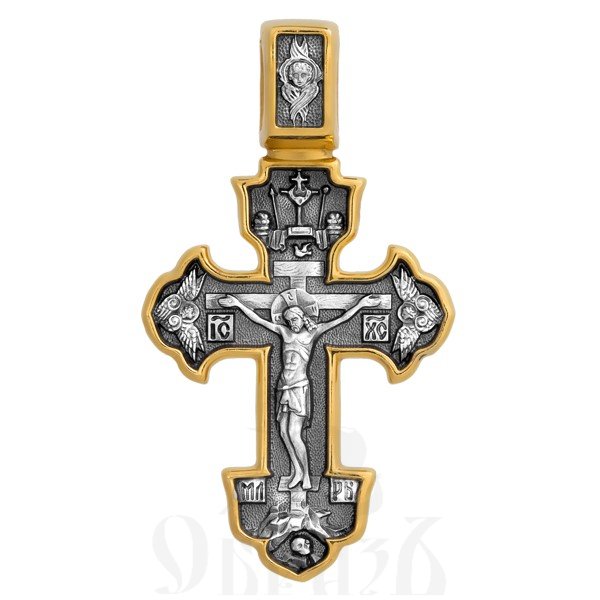 крест «распятие. ангел хранитель», серебро 925 проба с золочением (арт. 101.239)