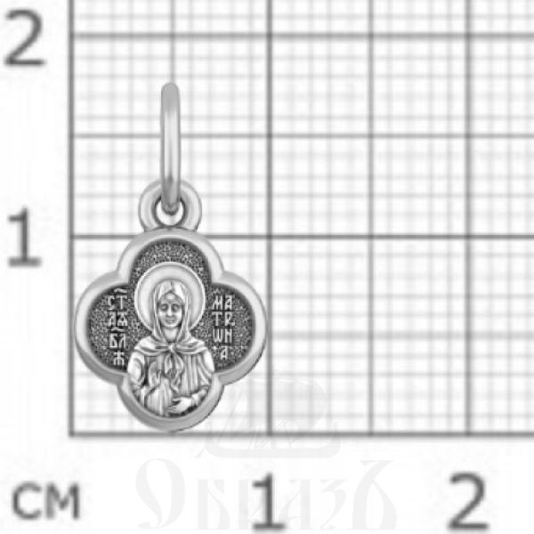 нательная икона святая блаженная матрона московская, серебро 925 проба с родированием (арт. 21.102р)