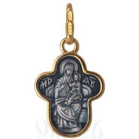 крест с образом божией матери всецарица, серебро 925 проба с золочением (арт. 43236)