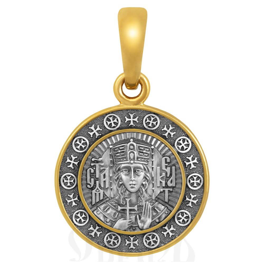 образок «святая великомученица екатерина», серебро 925 проба с золочением (арт. 102.640-п)